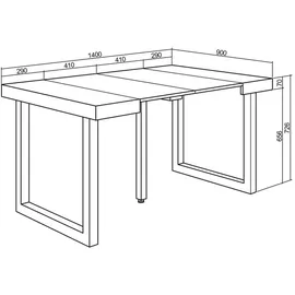 SKRAUT HOME Ausziehbarer Konsolentisch 140x90x73cm weiß