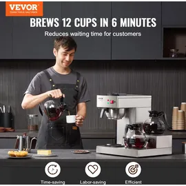 Vevor 12 Tassen Filterkaffeemaschine silber