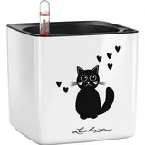 LECHUZA Cube Glossy Cat 14 cm x 14 cm x 14 cm Weiß