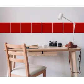 Queence Fliesenaufkleber Unifarben rot 15cm x 15cm 12er Set