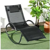 Outsunny Gartenliege Schaukelliege mit Kopfkissen, Schwungliege, 1 St., Schwungstuhl, für Garten, Balkon, Schwarz, 155 x 61 x 88 cm schwarz
