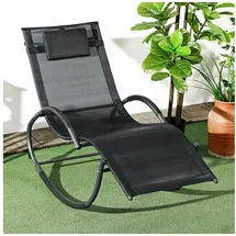 Outsunny Gartenliege Schaukelliege mit Kopfkissen, Schwungliege, 1 St., Schwungstuhl, für Garten, Balkon, Schwarz, 155 x 61 x 88 cm schwarz