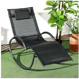 Outsunny Gartenliege Schaukelliege mit Kopfkissen, Schwungliege, 1 St., Schwungstuhl, für Garten, Balkon, Schwarz, 155 x 61 x 88 cm schwarz
