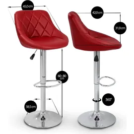 TRESKO 2er Set Barhocker Barstuhl Tresenhocker Küchenhocker Hocker Loungesessel 2x Weinrot