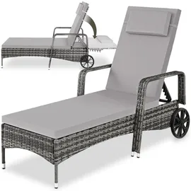 Tectake Rattan Sonnenliege 200 x 70 x 33 cm Grau