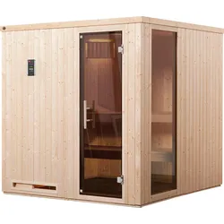 Sauna WEKA "Halmstad", beige (natur), Saunaofen, externe Steuerung, 7,5 kW, Saunen, 7,5 kW-Ofen mit digitaler Steuerung