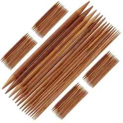 relaxdays Nadelspiel 75er-Set aus Bambus braun