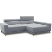 Domo Ecksofa mit Longchair »Helsingborg« - 172x248x44cm - blau - Polyester / Holz / Vlies