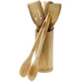 Relaxdays Küchenhelfer Set Bambus 7-teilig 30 cm