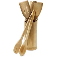 Relaxdays Küchenhelfer Set Bambus 7-teilig 30 cm