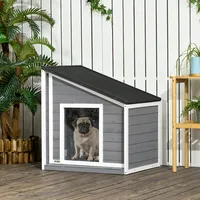 PawHut Hundehütte mit Asphaltdach 71 x 58 x 53/77 cm