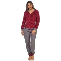 normann-wäschefabrik NORMANN Frottee Hausanzug Tupfendesign Homewear Loungewear - 58647 in rot, | 48/50