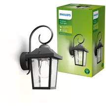 Philips Laterne Aluminium, Glas, Metall H 29 cm inkl. E27 schwarz