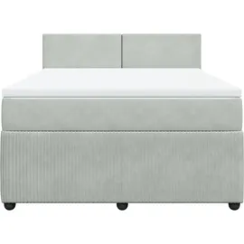 vidaXL Boxspringbett mit Matratze Hellgrau 160x200 cm Samt