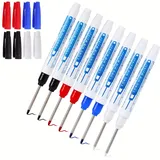 Wzone 8PCS Tieflochmarker, 30mm Extralange Spitze Bohrlochmarker Zimmermannsbleistifte für Holz Metall Betonfliesen, 4 Farben