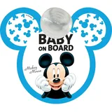 Disney Autosignal Baby an Bord | Saugnapfbefestigung | Mickey Mouse Grafik | Vinyl, Blau, 19x16,5 cm
