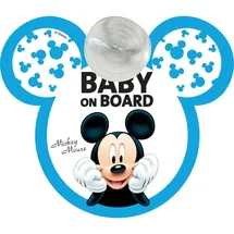 Disney Autosignal Baby an Bord | Saugnapfbefestigung | Mickey Mouse Grafik | Vinyl, Blau, 19x16,5 cm