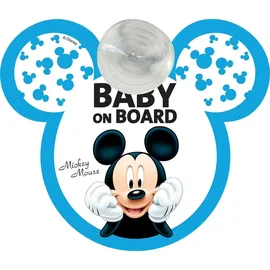 Disney Autosignal Baby an Bord | Saugnapfbefestigung | Mickey Mouse Grafik | Vinyl, Blau, 19x16,5 cm