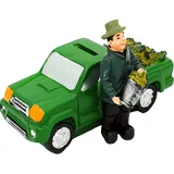 alles-meine.de GmbH große Spardose - lustiger Angler/Fischer mit Fischen & Fahrzeug - stabile Sparbüchse - aus Kunstharz/Polyresin - Geld Sparschwein - Kaffeekasse/Trin..