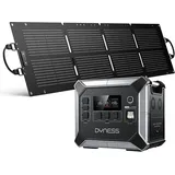 Dyness 2400W Powerstation mit Solarpanel 100W, 2048Wh LiFePO4(Erweiterbar 10,24kWh), 4800W Spitzenleistung, 13 Ausgänge, Reine Sinuswelle, UPS, Solargenerator für Hausnotstrom, Camping, Wohnmobil