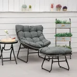 Outsunny Rattan Relaxsessel Gartensessel 69 x 76 x 70 cm grau