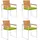 vidaXL Gartenstuhl 4 St. mit Kissen 4 x 4 x 4 cm grün