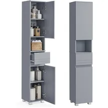 VASAGLE Badezimmerschrank, 30 x 30 x 170 cm, mystisches Grau