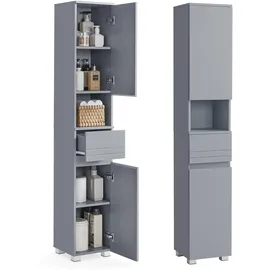 VASAGLE Badezimmerschrank, 30 x 30 x 170 cm, mystisches Grau
