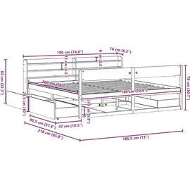 vidaXL Massivholzbett 180 x 200 cm Braun