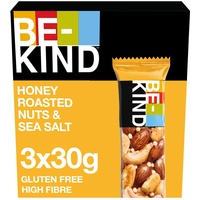 BE-KIND, Honig Müsliriegel, Gluten Frei, Snack, Honey Roasted Nuts & Sea Salt, 3 x 30 g