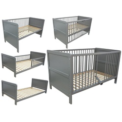 Micoland Kinderbett Kinderbett Juniorbett Beistellbett 140×70 cm 3in1 grau grau
