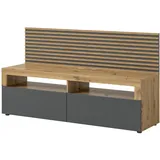inn.furn TV-Lowboard Eiche Artisan, grau 160 cm Wohnzimmer, Wohnwände, Lowboards, Lowboards stehend
