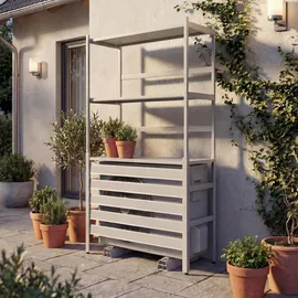 Proregal Verkleidung für Klimaanlage Wärmetauscher HxBxT 163x90x38cm Abdeckung Schutzgitter Regal Grau-Weiß