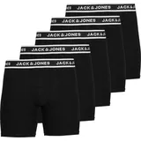 JACK & JONES Jack & Jones, Herren, JACSOLID Boxer Briefs 5 Pack Ln, Boxershorts, Black/Pack:Black-Black-Black-Black, S