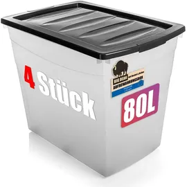 BigDean Aufbewahrungsbox 80 L 4-tlg. transparent/weiß