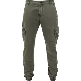 URBAN CLASSICS Washed Cargo Twill Hosen Olive 32
