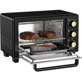 HOMCOM Minibackofen 16 L 1400W Mini Backofen 100-230°C 60 Min. Timer, mit Grillrost und Backblech, Pizzaofen mit Tablettgriff, Krümelblech Schwarz   Aosom