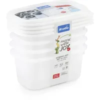 Rotho Domino 4er-Set Gefrierdosen 0.2l mit beschreibbarem Motiv auf dem Deckel, Kunststoff (PP) BPA-frei, weiss, 4 x 0,2l (11,7 x 7,5 x 5,3 cm)