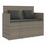 vidaXL Gartenbank mit Kissen Grau Poly Rattan
