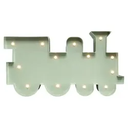 MARQUEE LIGHTS LED Dekolicht "Lokomotive", grau, H: 13cm, Lampen, Wandlampe, Tischlampe Zug, Dampflock 17 Leuchtmittel - 23x13 cm