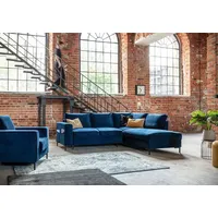 Ecksofa Lofty Lilly L-Form mit Bettfunktion Velours KRO-09 Marineblau Ausrichtung Rechts