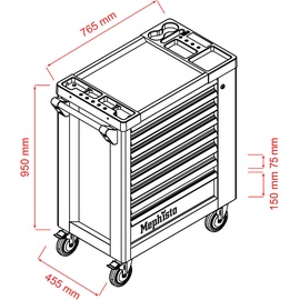 Mephisto Premium Werkzeugwagen mit 8 Schubladen ohne Werkzeug-
