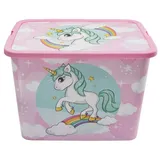 Stor Aufbewahrungsbox mit Klickverschluss 23 Liter Einhorn und Regenbogen, Farbig