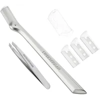 Tweezerman Mini Slant Tweezer & Brow Razor Set, silver
