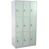 Mendler Schließfach Boston T829, Schließfachschrank Wertfachschrank Spind, Metall 9 Fächer ~ grün