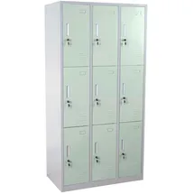 Mendler Schließfach Boston T829, Schließfachschrank Wertfachschrank Spind, Metall 9 Fächer ~ grün