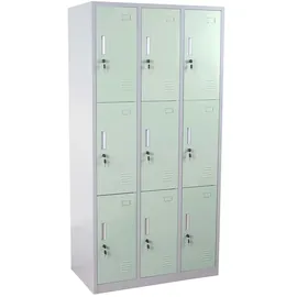Mendler Schließfach Boston T829, Schließfachschrank Wertfachschrank Spind, Metall 9 Fächer ~ grün