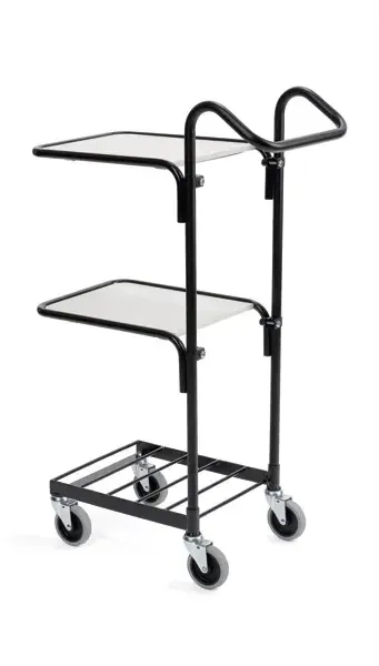 Transportwagen Miniwagen Schwarz Zwei Etagen, max. 50 kg Korbwagen mit Fahrhandgriff, Maße: 650x360x1065 mm