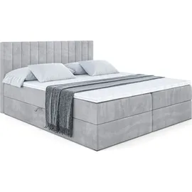 altdecor BOXBETT mit Matratze H3 und Lattenrost, - EDITA - 160x200 cm Hellgrau
