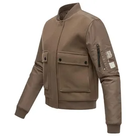 Navahoo Damen, Bomberjacke leichte Übergangsjacke mit Ärmelraffung Willstehaben 14 Stone Brown Gr. M - M